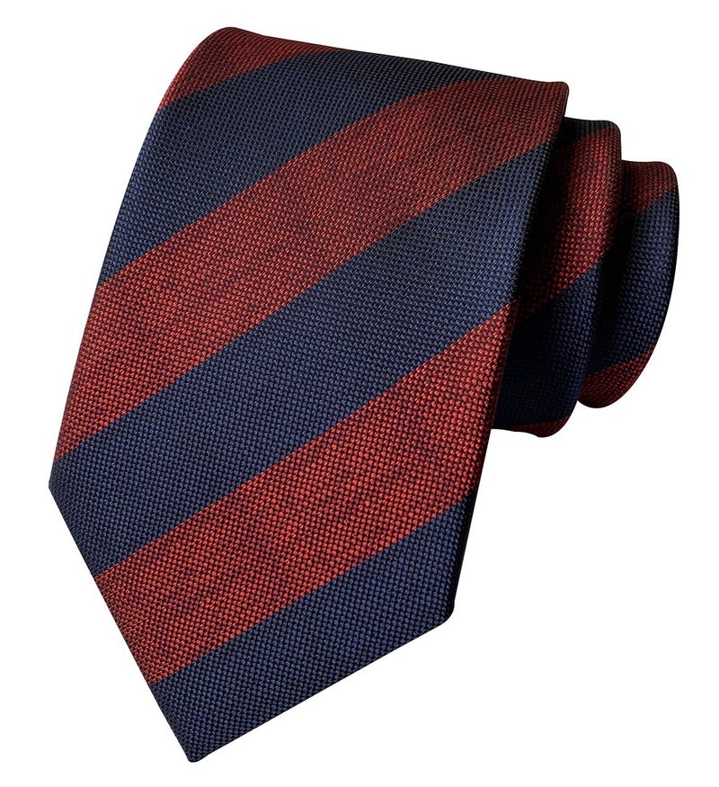 Elfeves Men's Navy Red Ties College Striped Wedding Party Graduation Formal Necktie for Grooms - Image 1